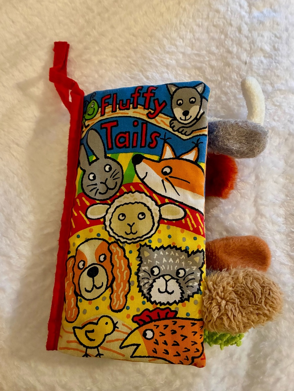 Jellycat “Fluffy Tails” Soft Book Baby Toddler Sensory Tactile Learning Crinkle
